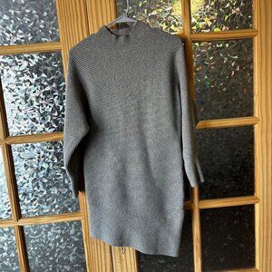 Black Tape Womens Asymmetrical Mock Neck Cable Knit Sweater Dress Gray S…